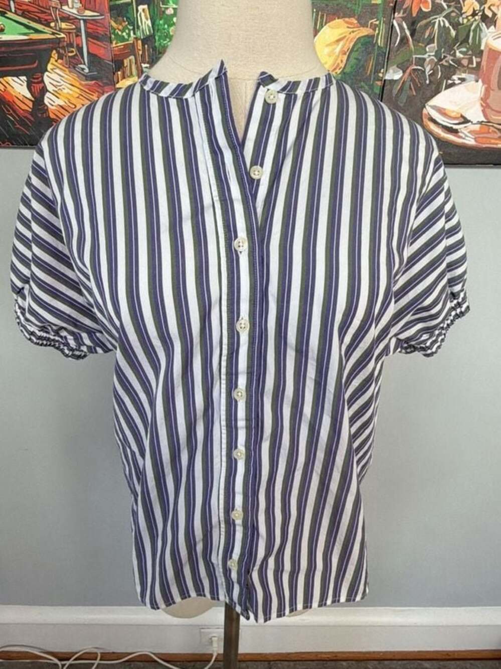 The Shirt Rochelle Behrens Women's Striped Button-Down Blouse size XS
